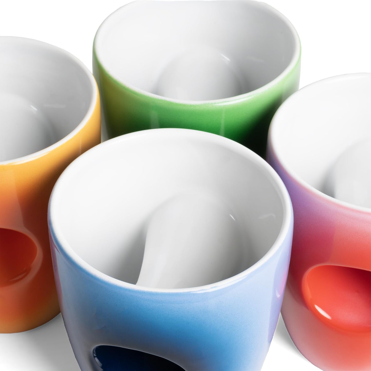 Earth Hand Warmer Mug – Orange Gradient Ceramic Mug with Comfort Grip Hole