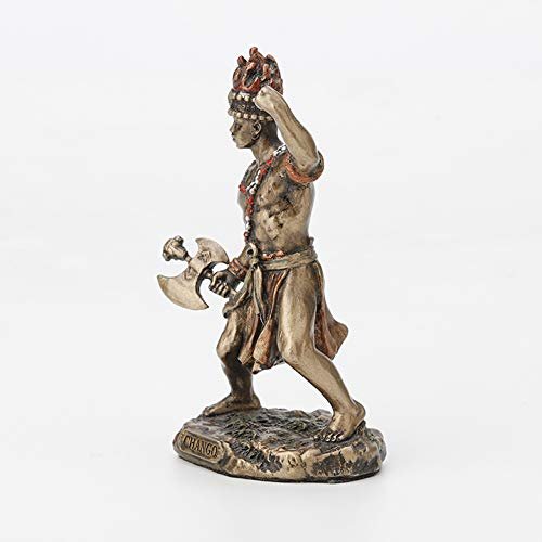 Veronese Design 3 1/2 Inch Chango Santeria Orisha God of Fire, Thunder, Lightening and War Cast Resin Hand Painted Antique Bronze Finish Statue Home Decor