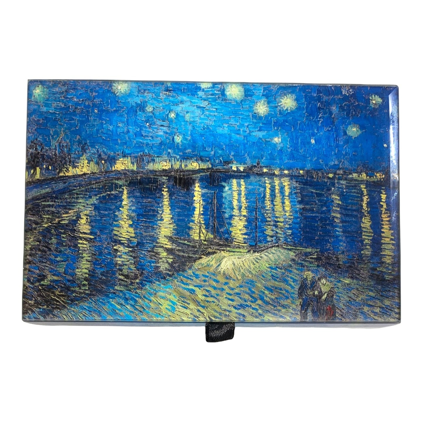 Value Arts Vincent Van Gogh Keepsake Box, Starry Night at the Rhone Jewelry & Trinkets Beveled Glass, Lined, Hinged Lid
