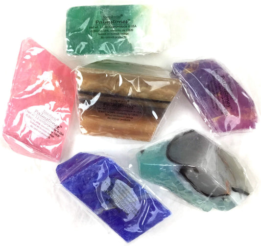 Soap Rocks Set, 6 Piece Palm Stones Random Variety Pack Bundle, TS Pink