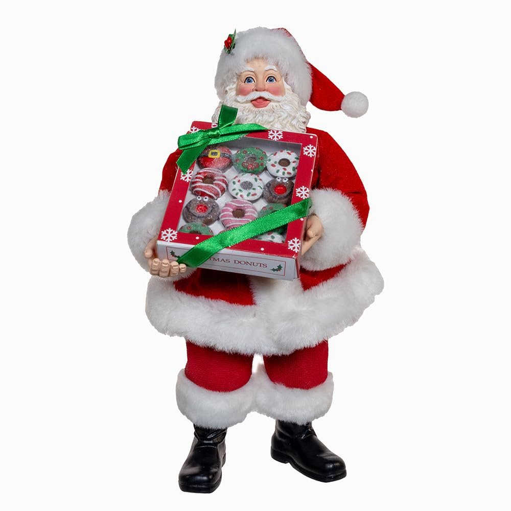 Kurt Adler 10.5-inch Fabriché™ Santa with Box of Donuts