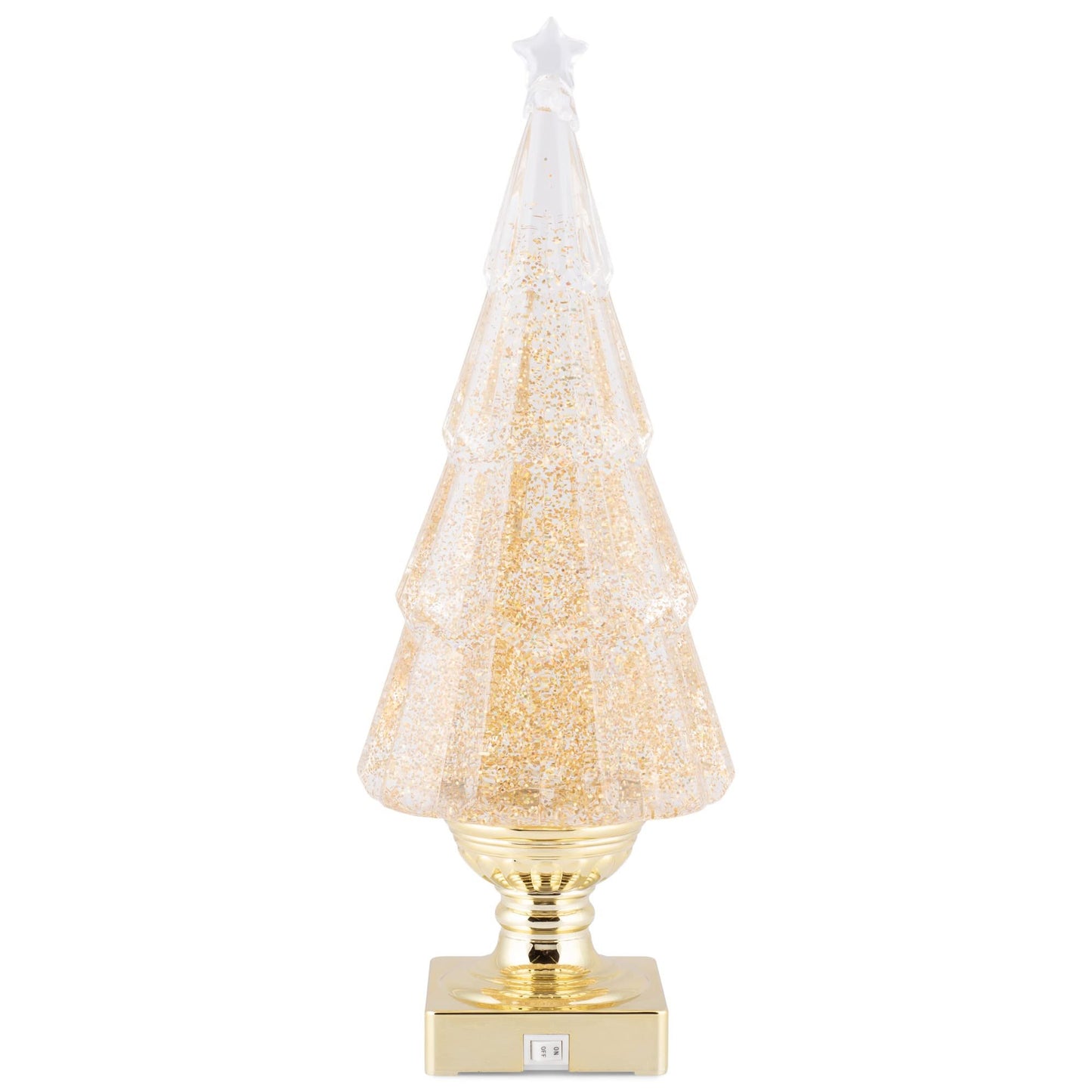 RAZ Imports 2022 Holiday Water Lanterns 13.75" Lighted Tree with Gold Swirling Glitter