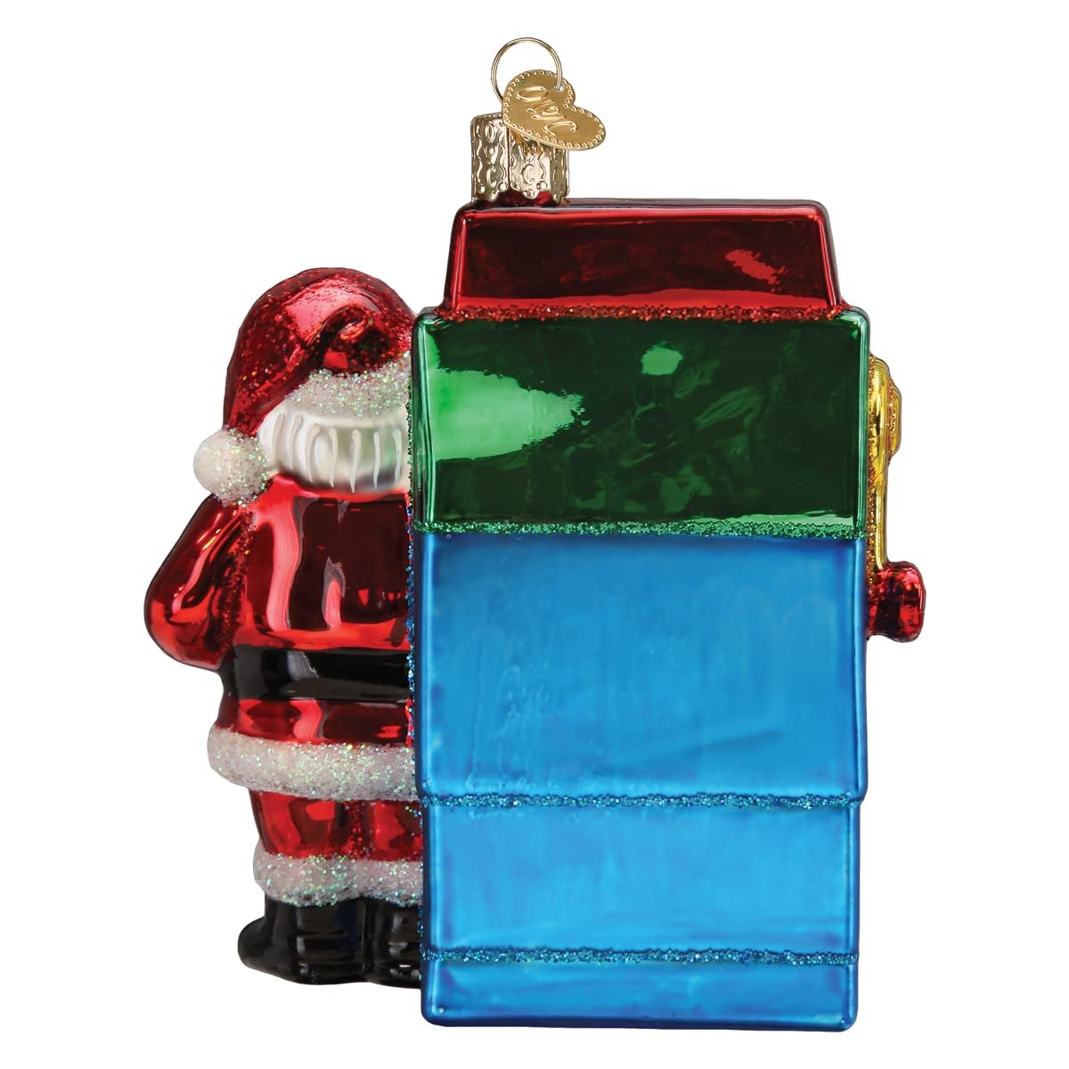 Old World Christmas Santa's AI List Bot Glass Blown Ornament for Christmas Tree
