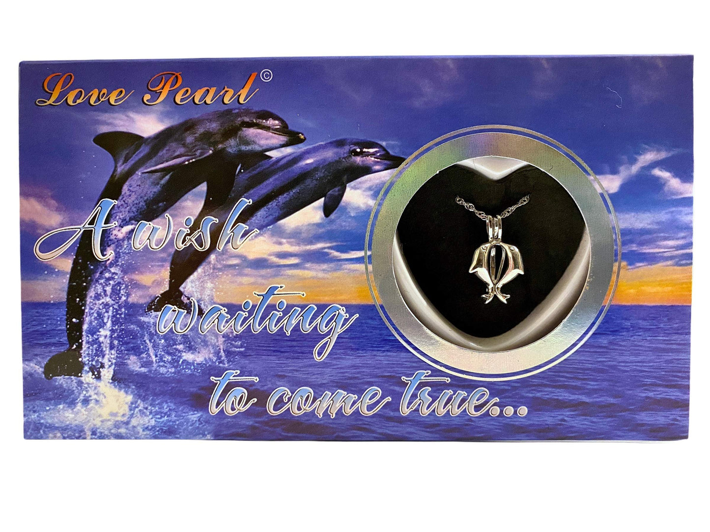 Love Wish Pearl Necklace Set with Stainless Steel Chain 16" (Dolphin)