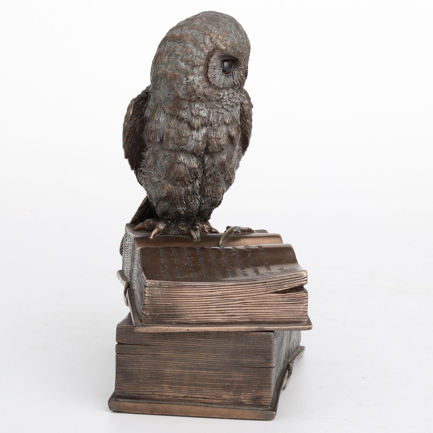 Veronese Design 7 1/8 Inch Owl Perched On Top of Books Cold Cast Resin Bronze Finish Trinket Stash Box
