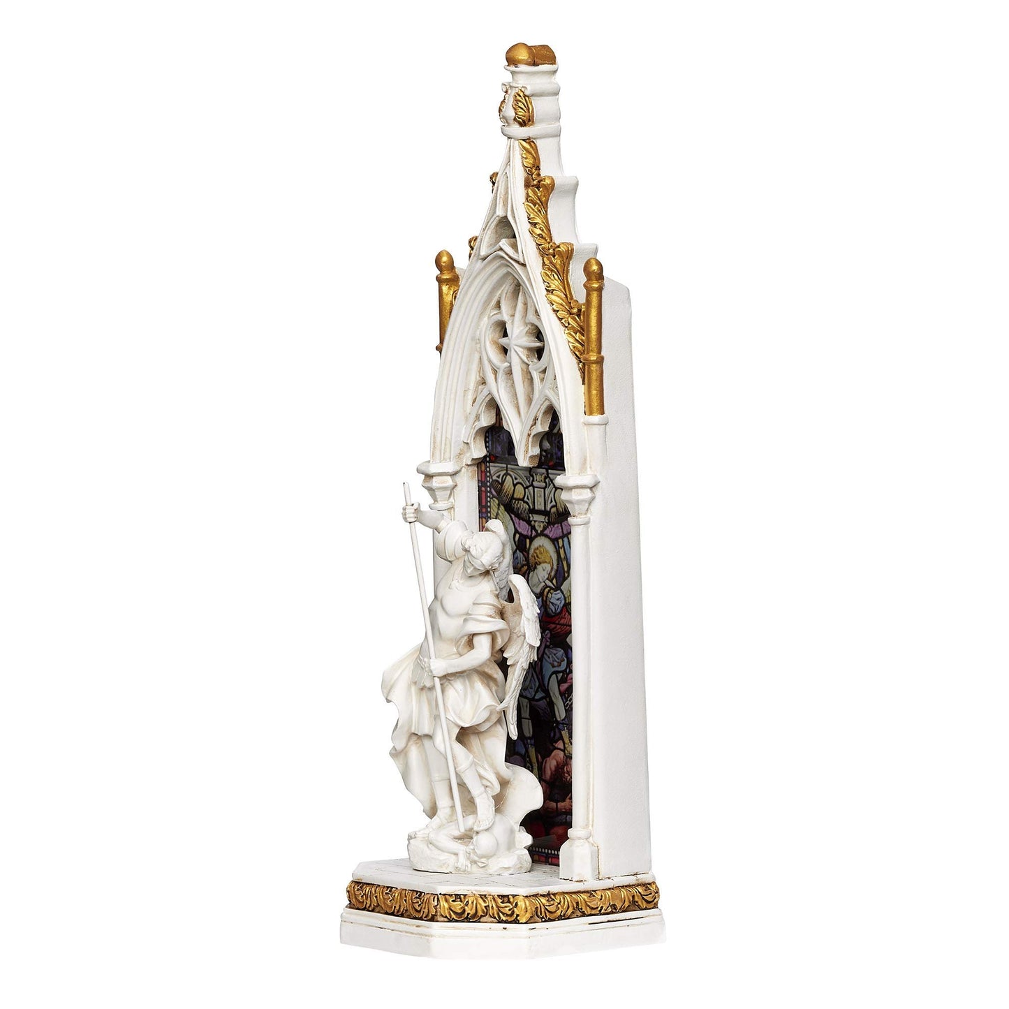 Joseph's Studio by Roman - St. Michael Holy Family Window LED Figure, Renaissance Collection, 11.75" H, Resin and Stone, Religious Gift, Decoration, Battery Operated