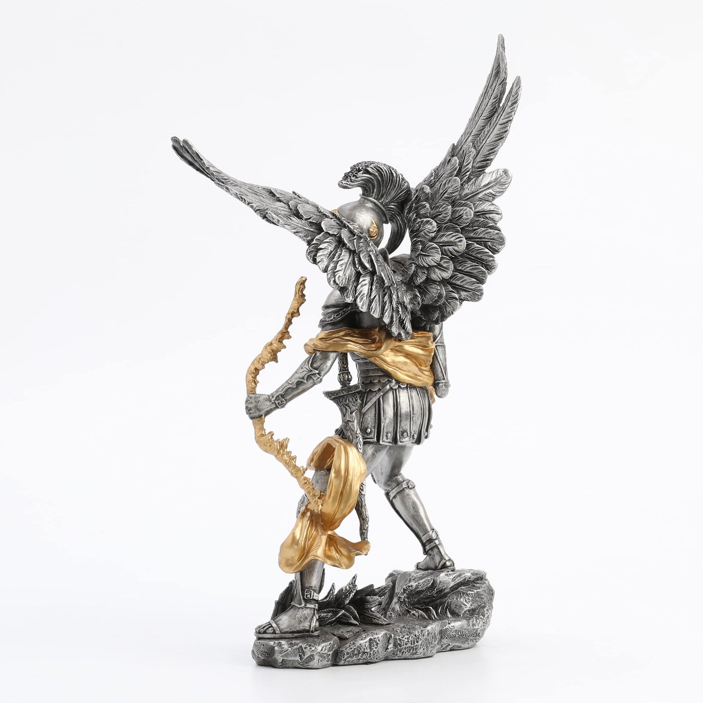 Veronese Design 13" Tall Archangel Uriel Resin Sculpture Antique Pewter and Gold Finish Regligious Gifts