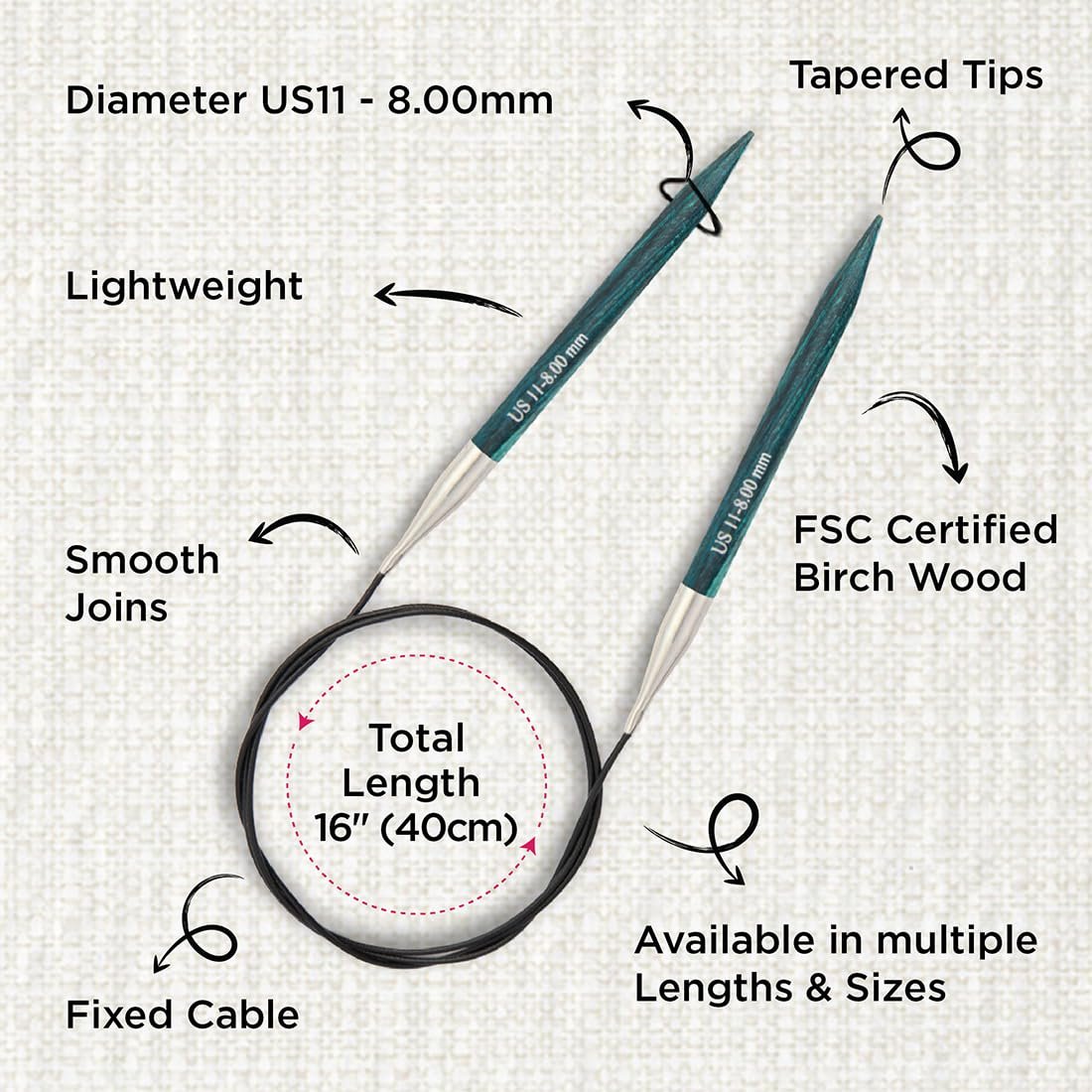 KnitPro Dreamz Fixed Circular Needles 16" (40cm)