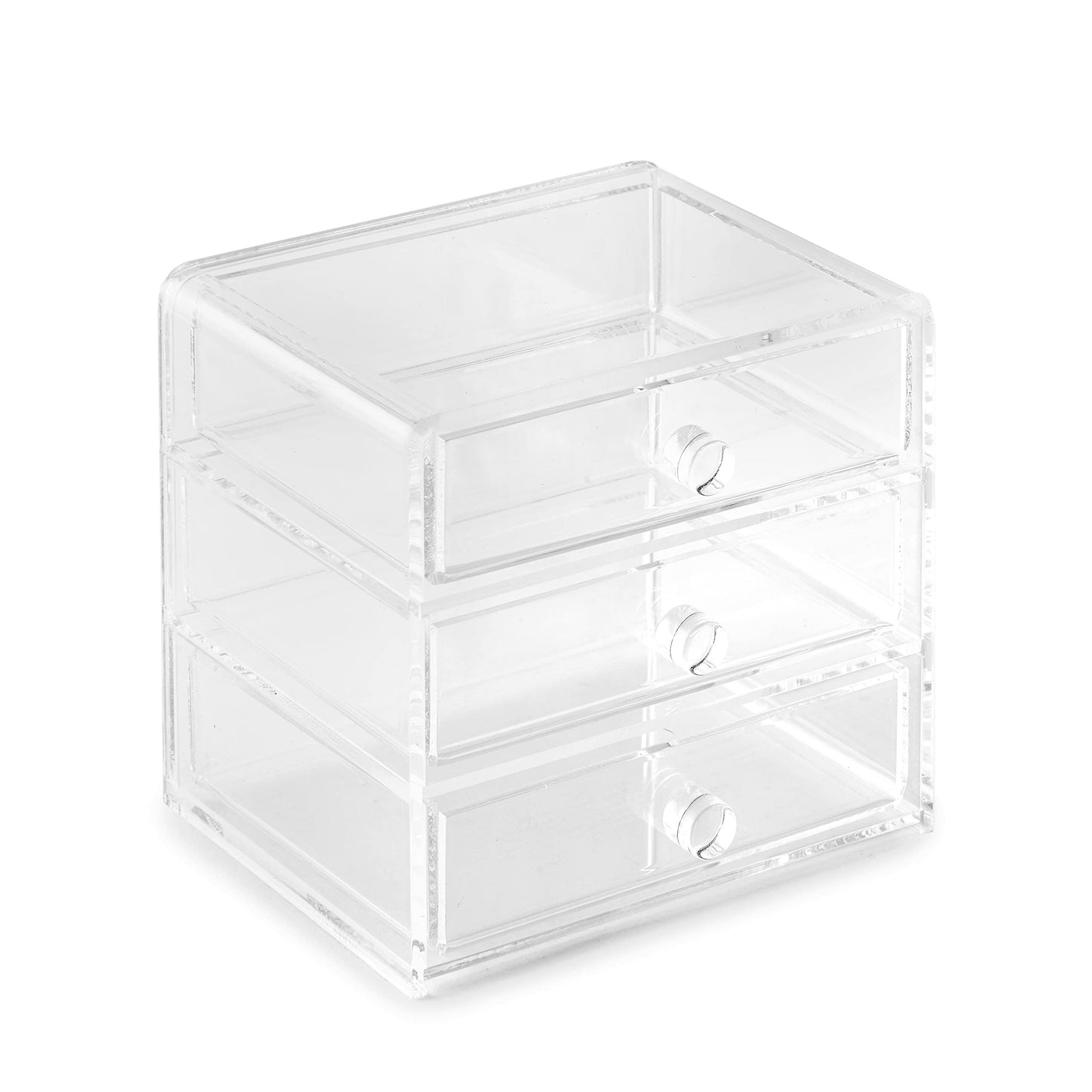 Huang Acrylic Clear Acrylic 3-Drawer Chest for Jewelry and Accessories