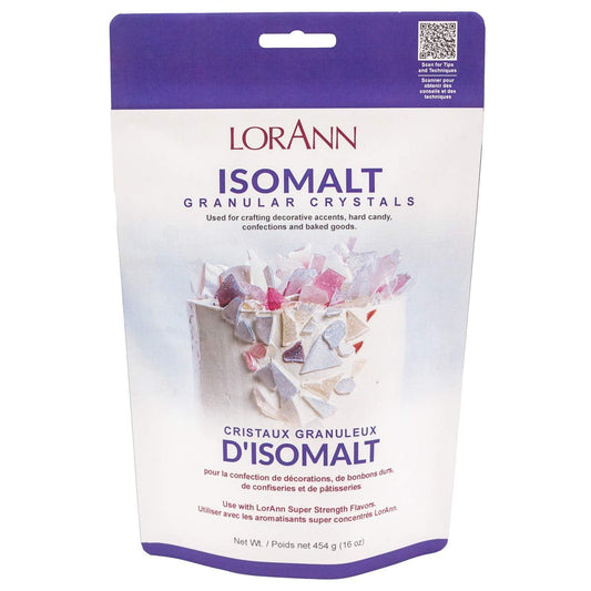 LorAnn Oils Isomalt Sugar Substitute (Granular) - Sugar Substitute for Baking, 1 lb - Isomalt Ready To Use - Clear & Non-Crystallizing, Formulated For Decorative Accents & Sugar Art - 1 Lb Bag