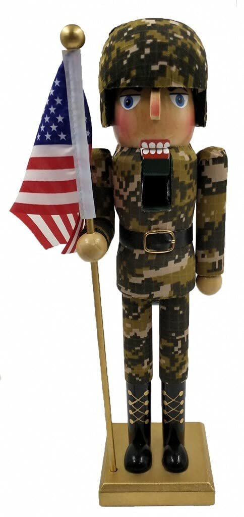 Santa's Workshop 14" Army Nutcracker