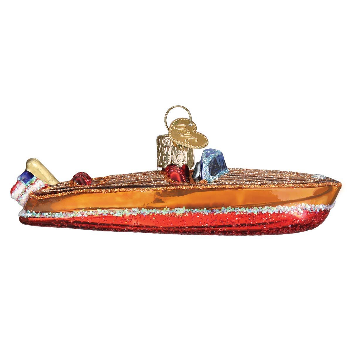 Old World Christmas Classic Wooden Boat Glass Blown Ornaments for Christmas Tree
