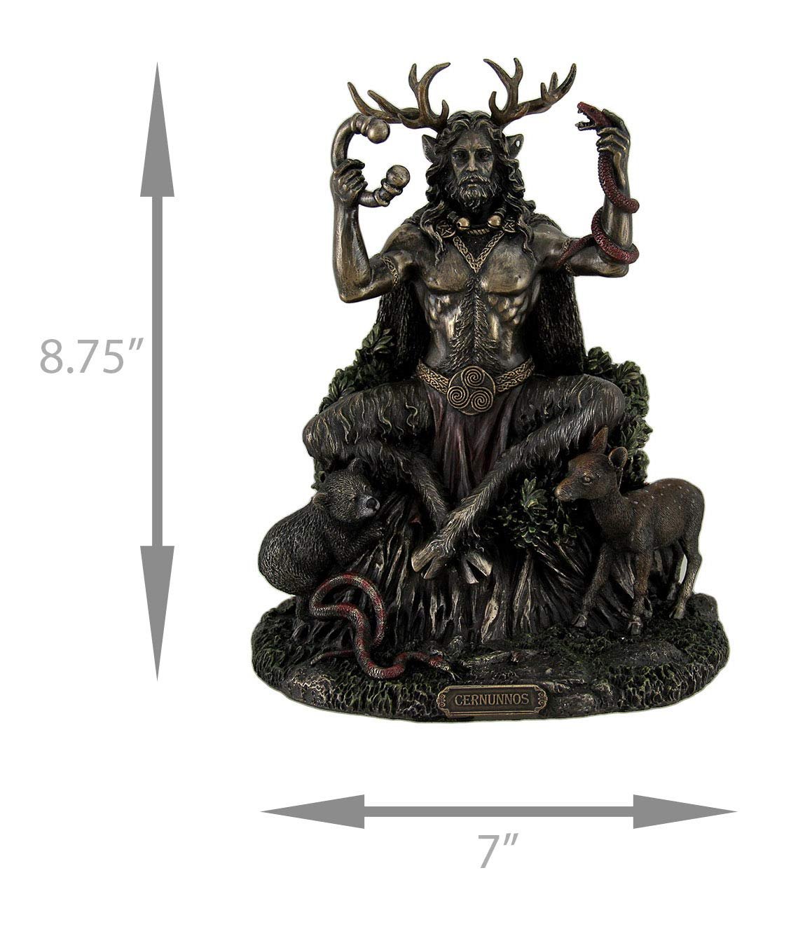VERONESE DESIGN 9 Inch Cernunnos Celtic Horn God of Nature and Wildlife Cold Cast Resin Statue Bronze Finish