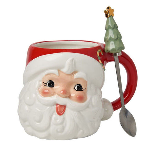 December Diamonds North Pole Sweet Shoppe Santa Head Mug - Whimsical Christmas Mug for Holiday Beverages