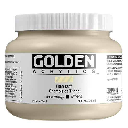 Heavy Body Acrylics by GOLDEN, Titan Buff, 32 fl. oz. Jar, Professional Acrylic Paint, Opaque