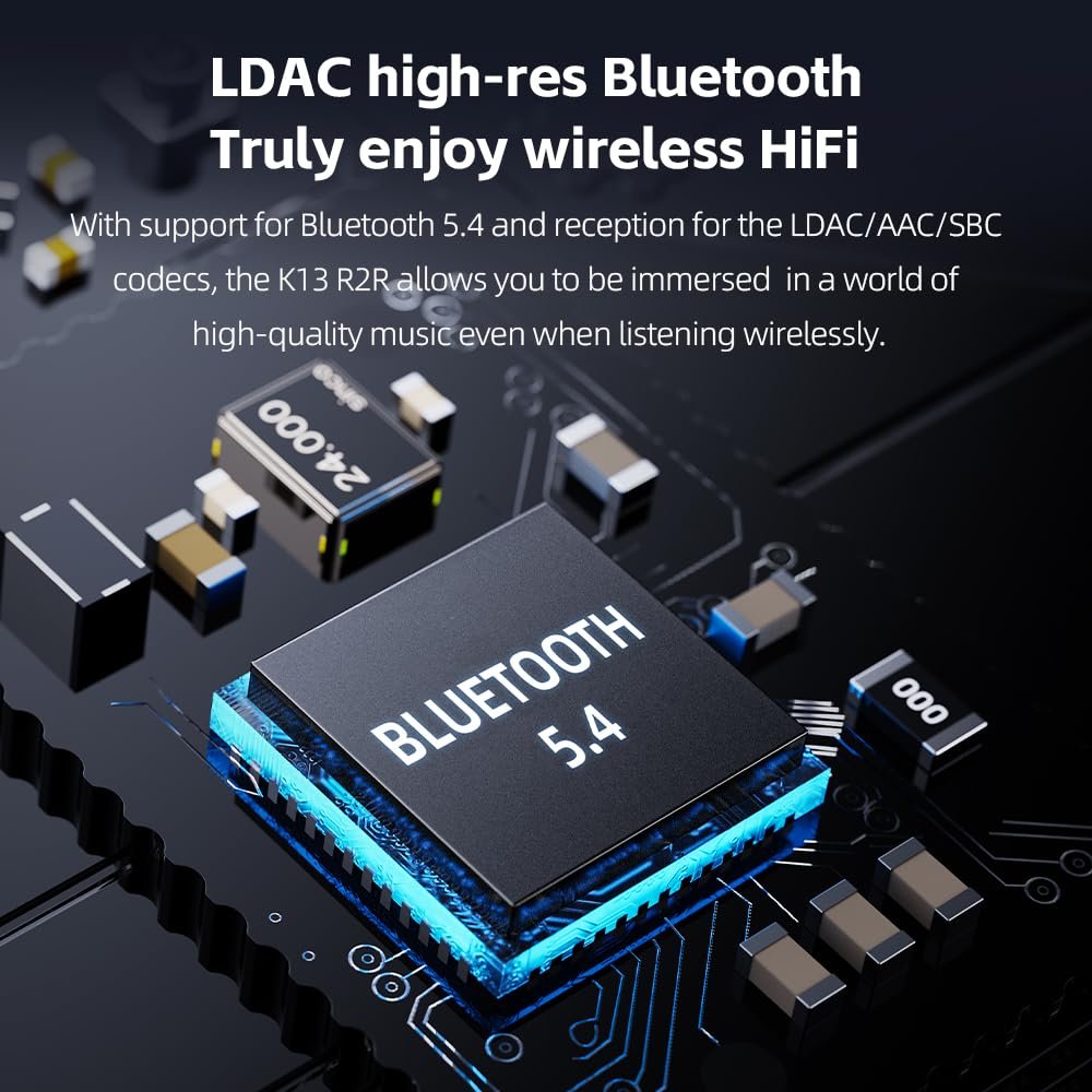 FiiO K13 R2R Desktop DAC & Headphone Amp, High-Fidelity 24Bit R2R DAC, Powerful 2400mW Output, LDAC Bluetooth Streaming, Dual Power Supply, 10-Band PEQ, Balanced XLR & RCA Audio Output