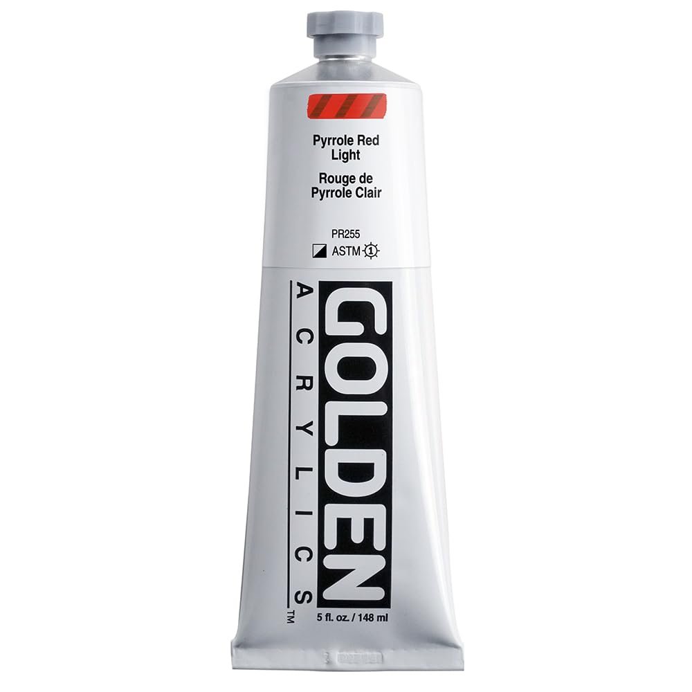Heavy Body Acrylics by GOLDEN, Pyrrole Red Light, 5 fl. oz. Tube, Professional Acrylic Paint, Semi-Opaque