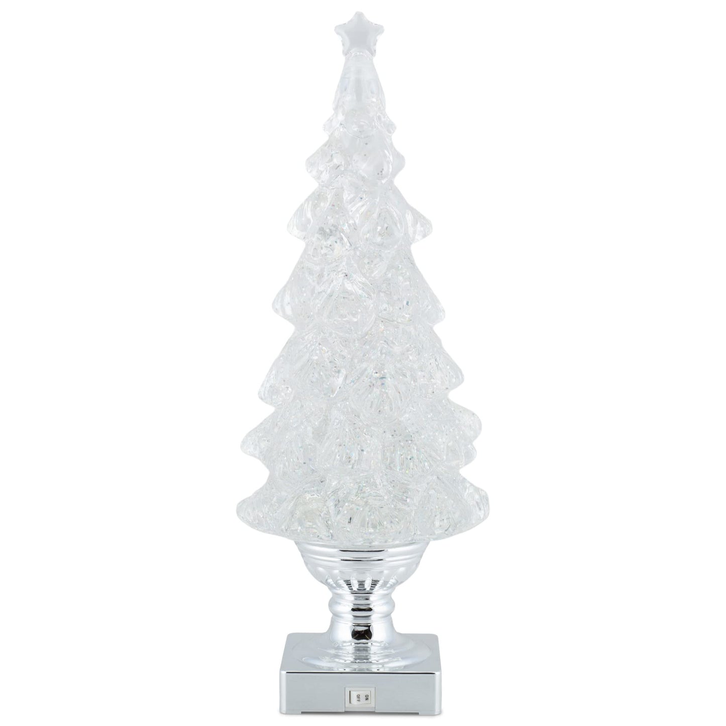 RAZ Imports 2022 Holiday Water Lanterns 13.75" Silver Lighted Swirling Glitter Tree