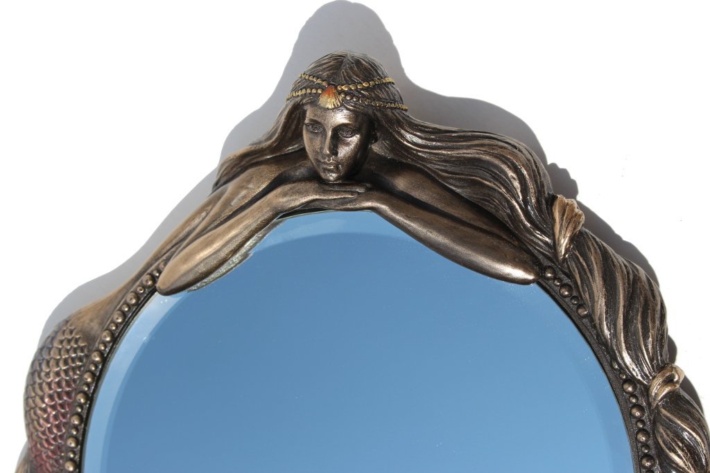 Veronese Design 11 1/8 Inch Mermaid Hand Mirror Cold Cast Resin Bronze Finish Sculpture
