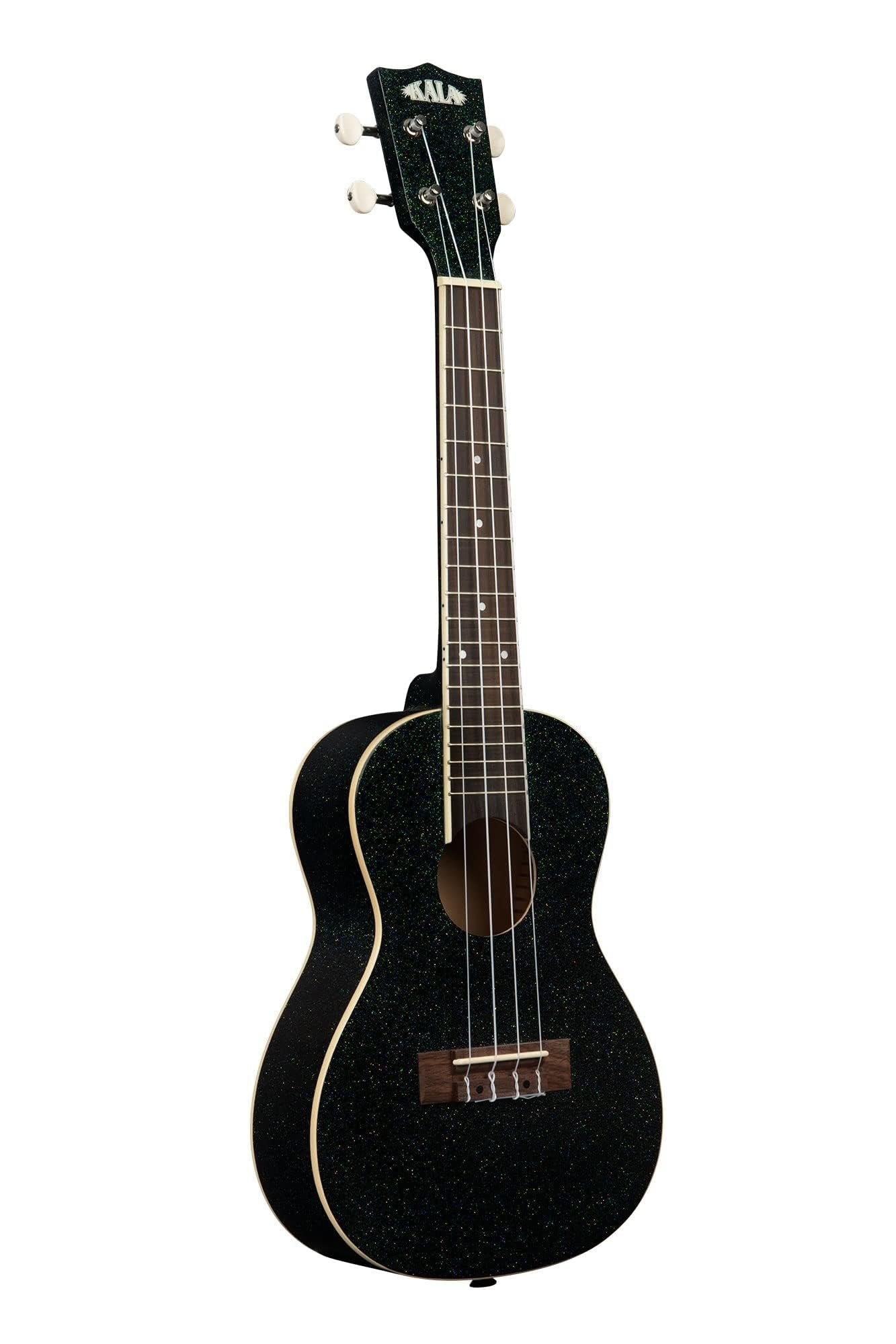 Kala Brand Music Co Sparkle Collection, 4-String Ukulele, Right, Black, Concert (KA-SPRK