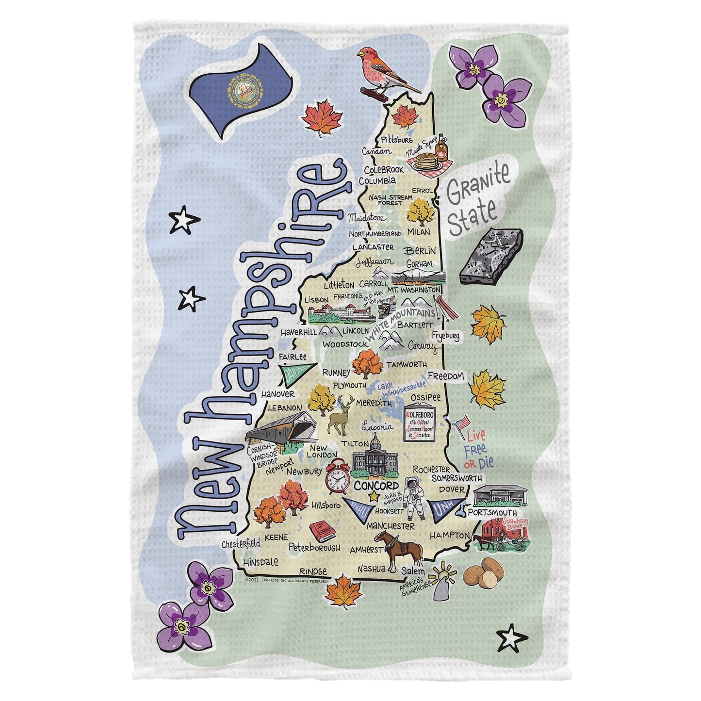 Fish Kiss® 16"x24" Map Dish Towel is of 100% Microfiber Waffle Weave Making it Super Absorbent, Soft & Machine Washable - Map Kitchen Towel,Map Dish Cloth is Multi Purpose