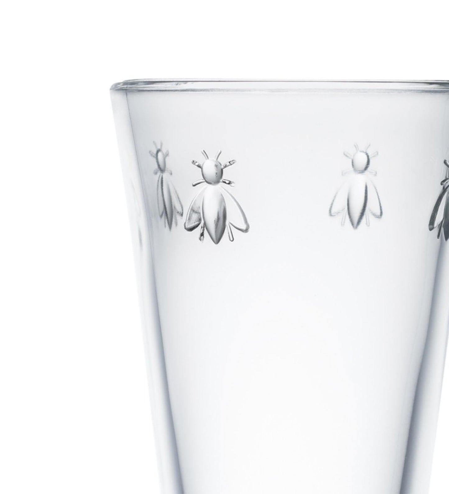 La Rochere, Set of 6, Tall Drinking Glasses (6.3" Tall - High Ball), 15.6 Oz Each, Napoleonic Bee Pattern