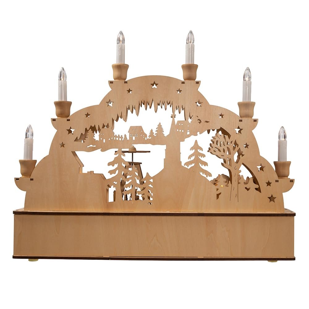 Kurt Adler 14.17-Inch Wooden Battery Operated Light-Up Musical Santa Christmas Village