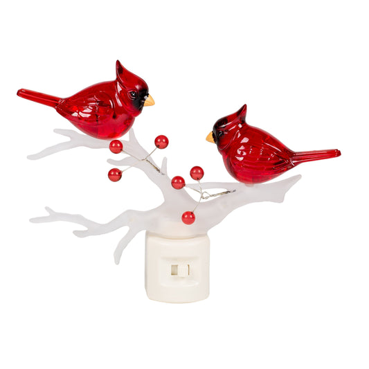 Roman Cardinals on Branch 7 x 6 Inch Plastic Swivel Base Wall Plug in Decorative Night Light