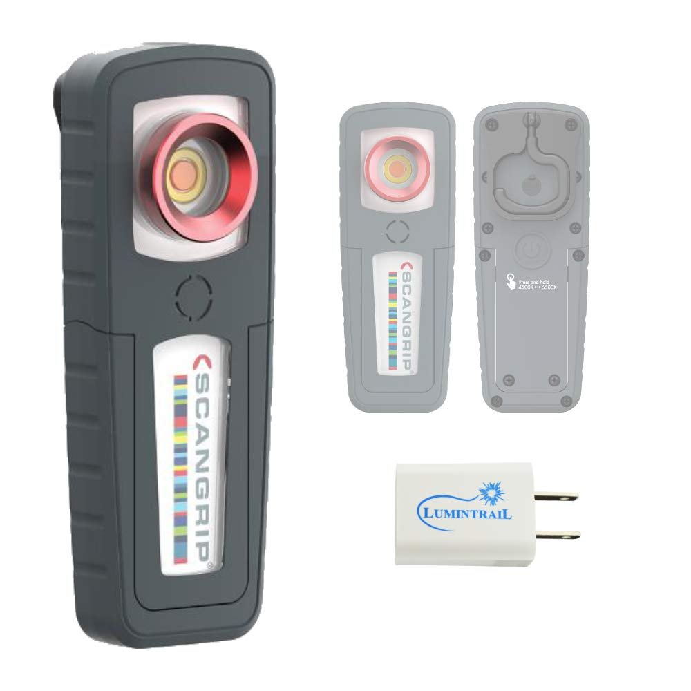 Scangrip Minimatch Rechargeable Work Light with 2 Color Lamp Bundle with a USB Wall Plug