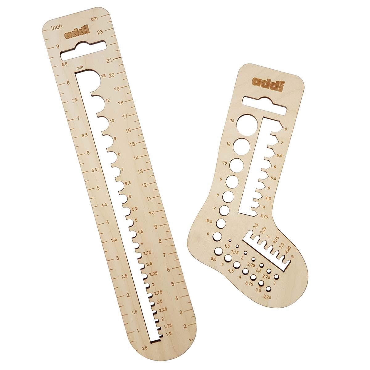 addi Skacel addiCalibro Knitting Needle Gauges, Set of 2, Wood