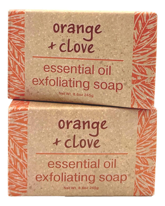 Greenwich Bay Trading Co., Orange and Clove Essential Oil Exfoliating Bath Bar Soap, Set of 2, 8.6 Ounces Each