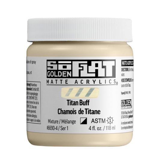 SoFlat Matte Acrylics by GOLDEN, Titan Buff, 4 fl. oz. Jar, Professional Acrylic Paint, Semi-Opaque
