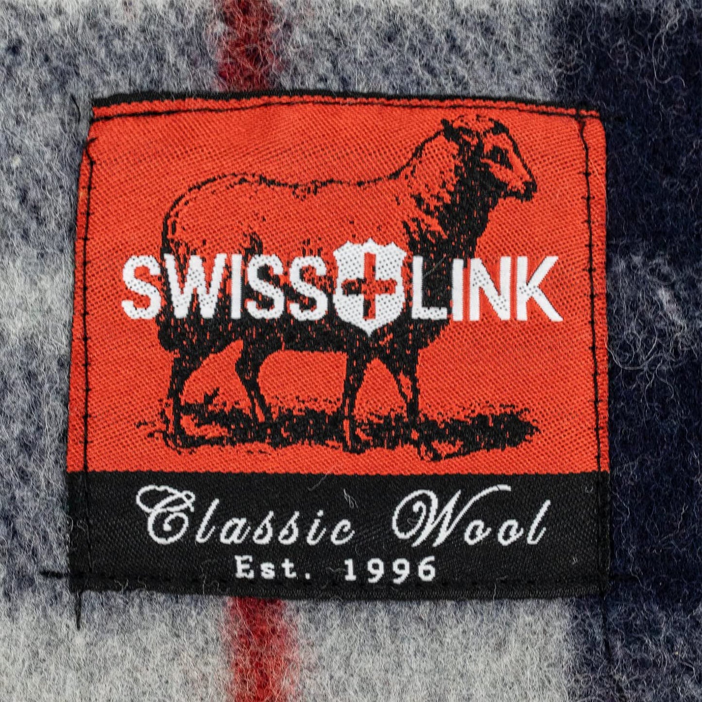 swiss link Military Surplus 90 x 62 Inch Insulating Indoor Outdoor Stain, Flame, and Water Resisting Classic Wool Plaid Washable Blanket, Gray Blue