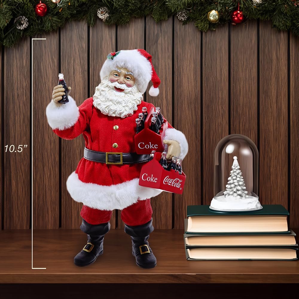 Kurt Adler 10.5-inch Coca-Cola Santa Holding Two Six Packs Table Piece