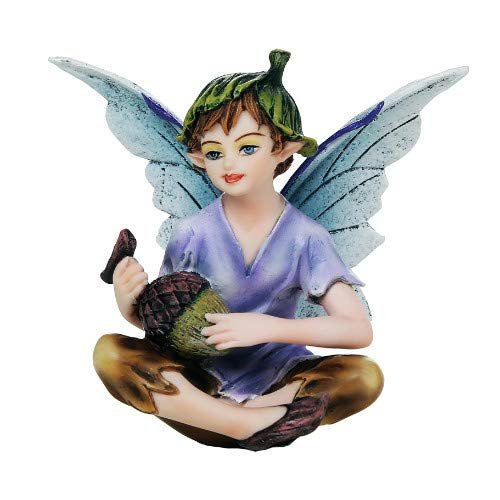 Pacific Giftware Fairy Garden Flower Boy Fairy with Acorn Decorative Mini Garden of Enchantment Figurine 3 Inch