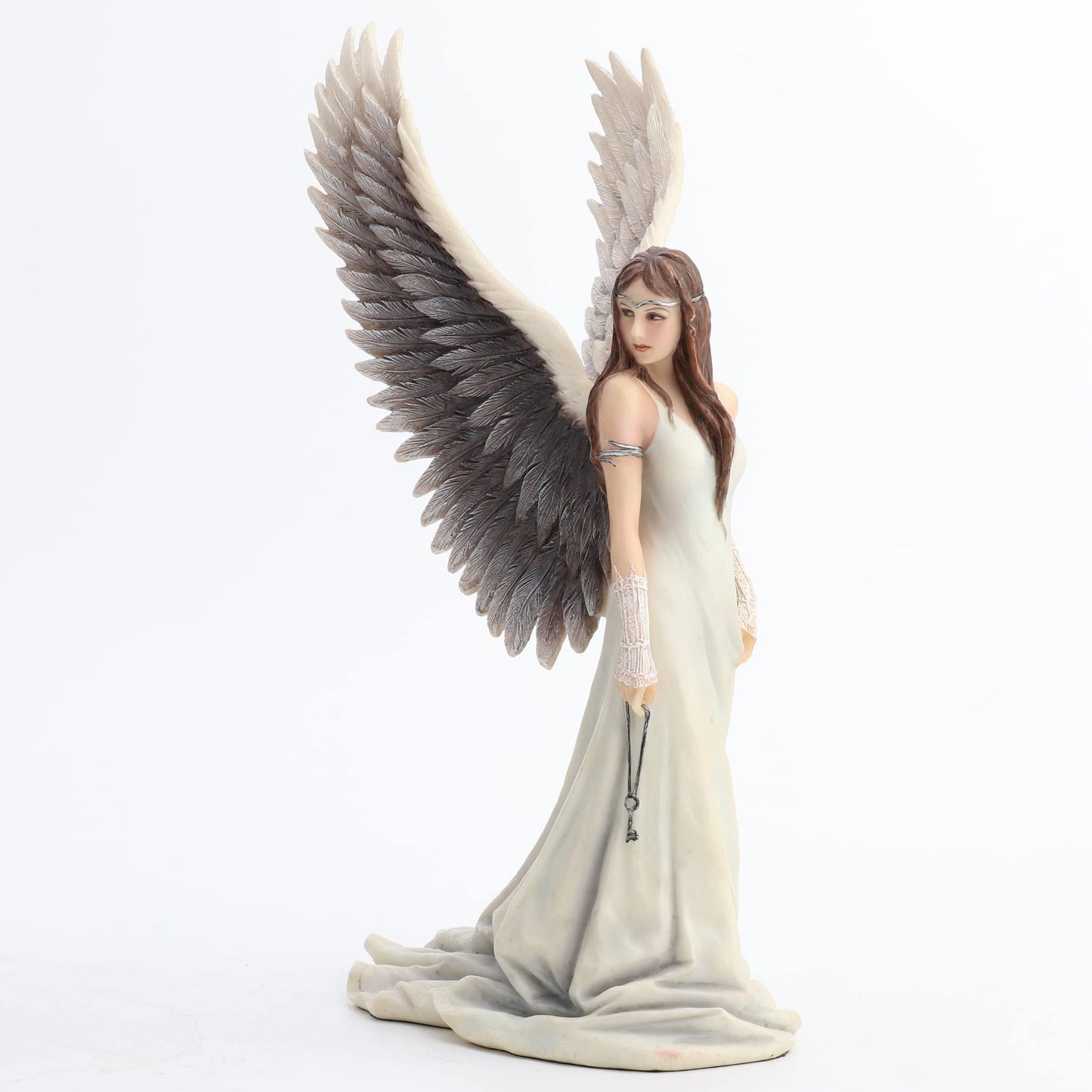 US 9.5 Inch Spirit Guide Fairy Decorative Statue Figurine, White and Gray