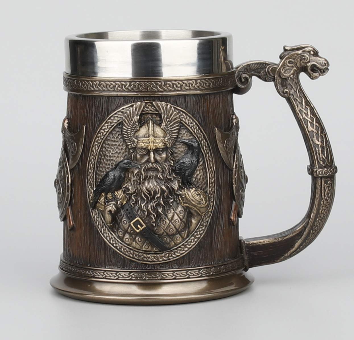 Veronese Design 5 7/8 Inch Viking Norse Gods Thor Odin Long Boat Beer Stein Cold Cast Resin Bronze Finish Statue Home Decor