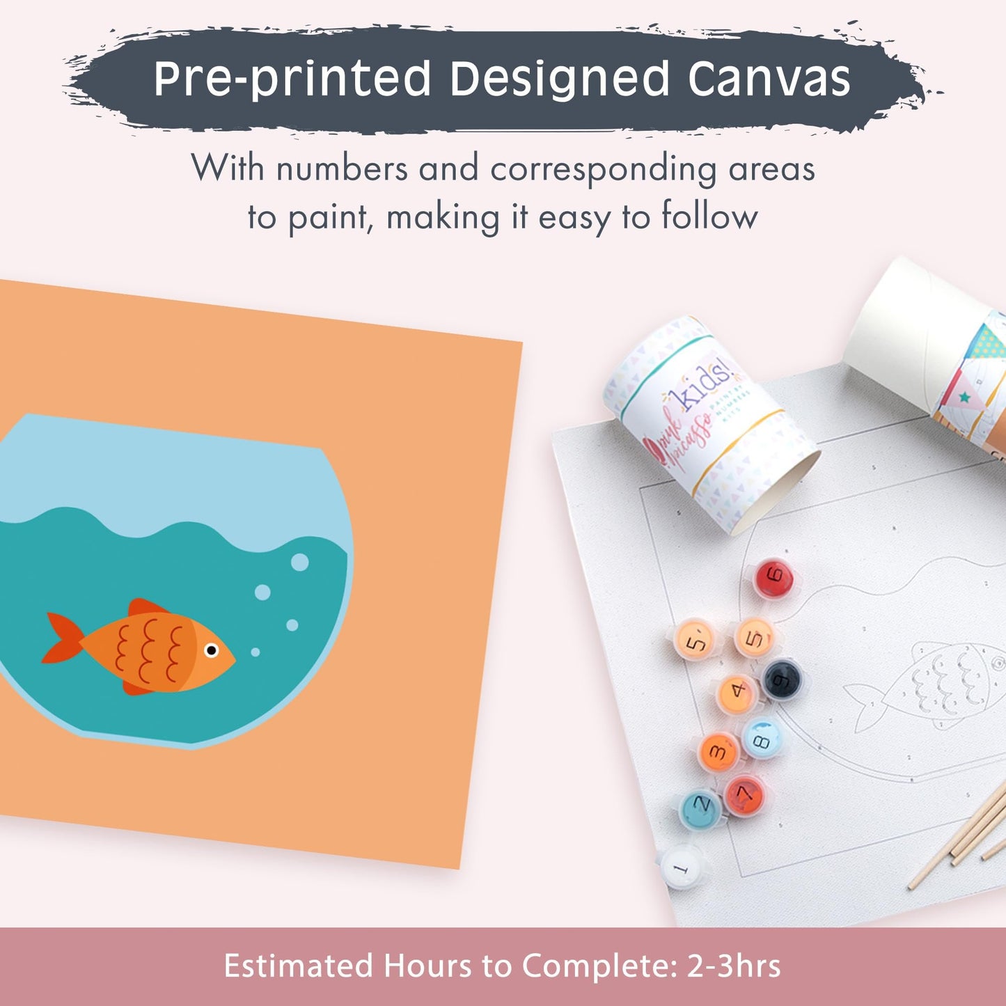 Pink Picasso Kits Paint by Number for Kids | DIY 8x10 Beginner Color by Numbers Canvas Painting Art Kits | Delicious Doughnuts