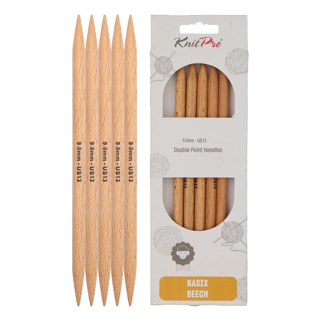 KnitPro Basix Beech Double Pointed Needles 8" (20cm)