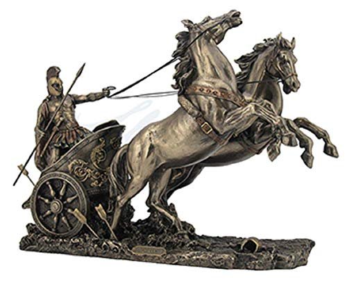 Verones 14.5" Achilles On Two Horse Chariot Sculpture