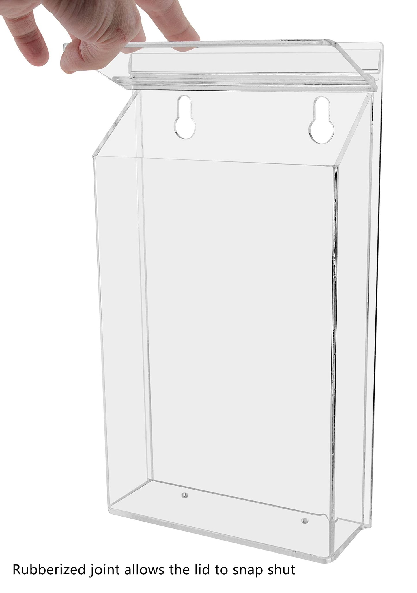 Marketing Holders Outdoor Brochure Holder Holds 6" x 9" Advertising Bifolds Clear Acrylic Wall Mounted Box with Lid Includes Adhesive Strips and Take One Sticker