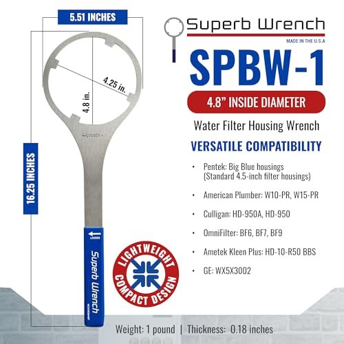 Superb Wrench SPBW-1 Heavy Duty Metal Water Filter Housing Wrench (4.8 inch Inside Diameter)