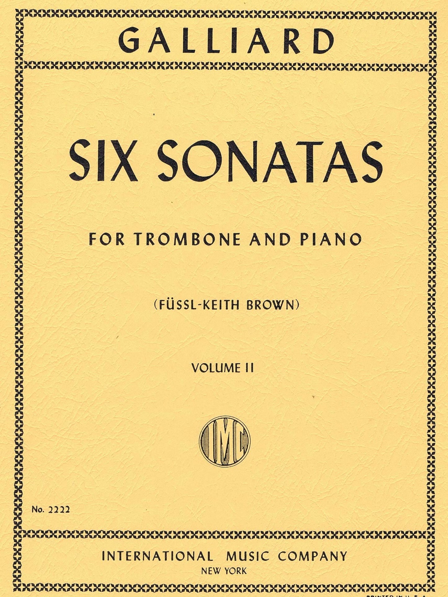 Galliard: Six Sonatas for Trombone and Piano (Volume II)