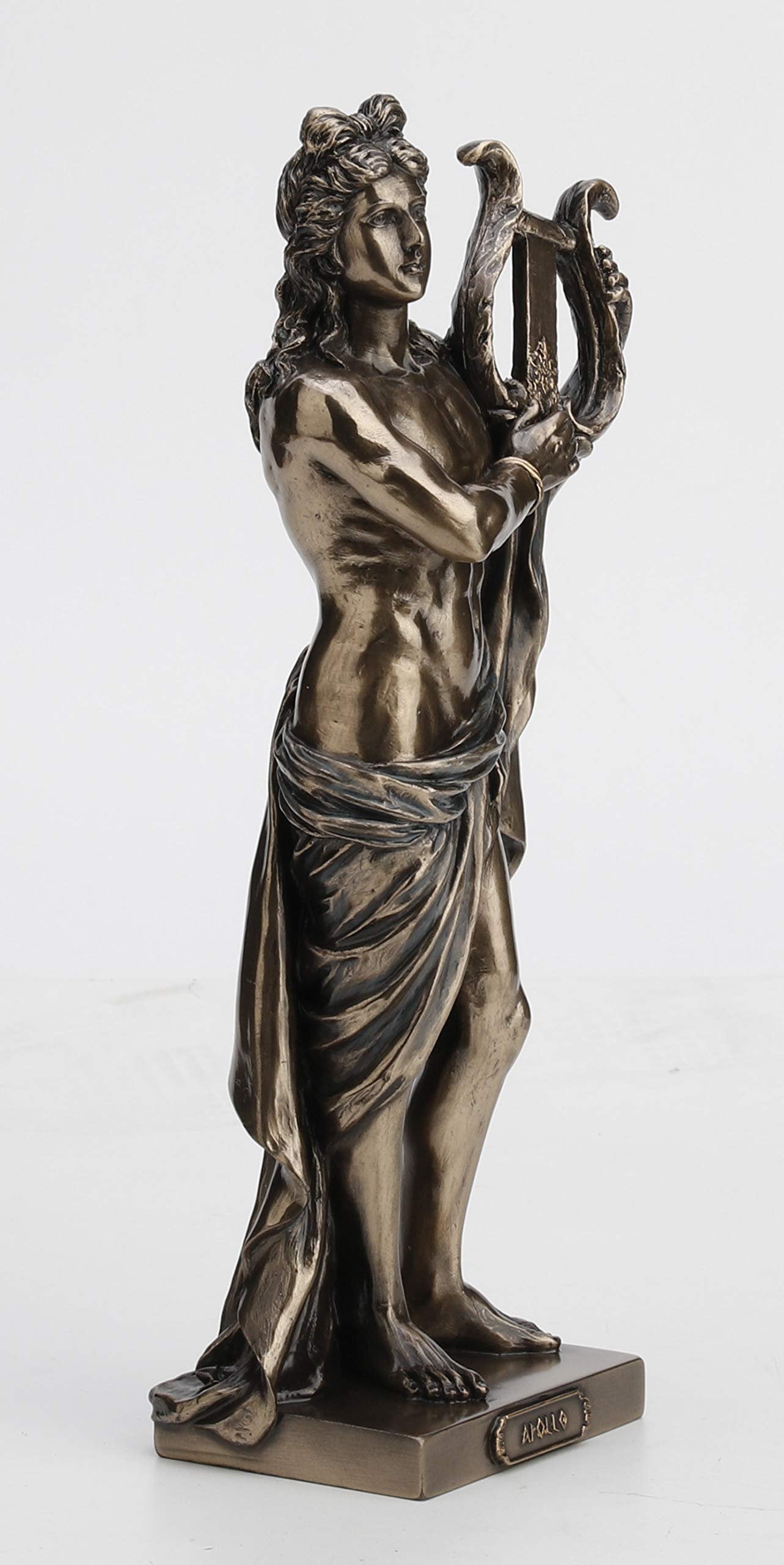Veronese Design 10 Inch Greek God Apollo Playing Lyre Cold Cast Resin Bronze Finish Statue Home Decor