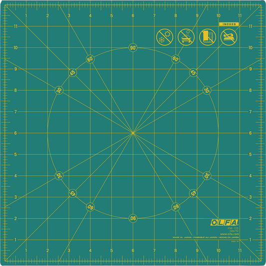 OLFA Rotating Cutting Mat - Self Healing Square Rotary Mat with Grid for Fabric, Sewing, Quilting, & Crafts, Rotates 360 Degrees, Use with Rotary Cutters