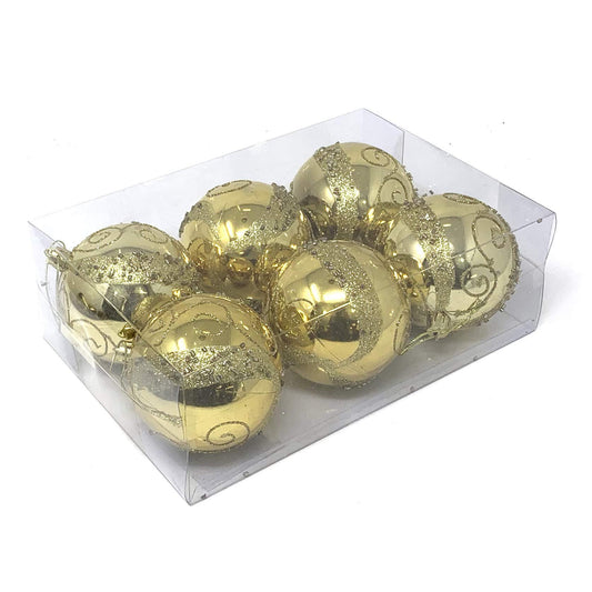 allgala 6-PK 3 Inch Luxury Glitter Rich Decoration Christmas Tree Ornament Balls