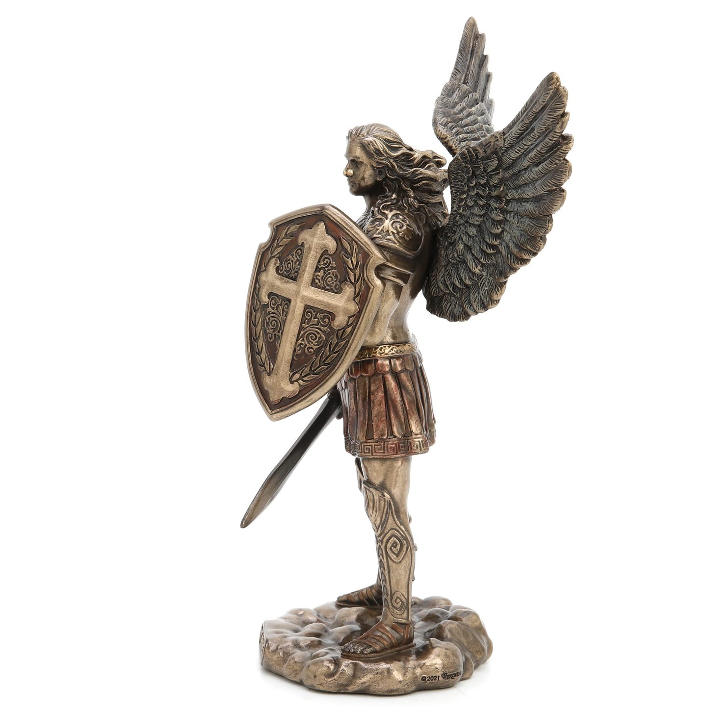 Veronese Design 7 3/4" Archangel Saint Michael Sword and Shield Resin Sculpture Cast Bronze Finish
