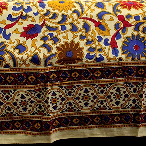 India Arts Bedspread Cotton Sunflower Print, Yellow, Approx 106" x 106"