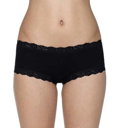 hanky panky Women's Rolled Organic Cotton Boyshort with Lace