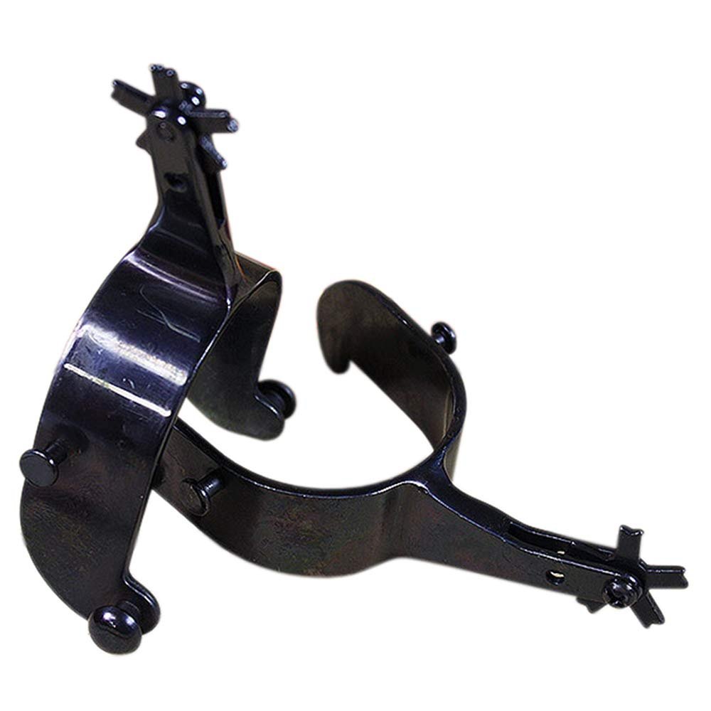 HILASON Black Steel Mens Bull Spur 5 Points Rowel Cowboy Rodeo